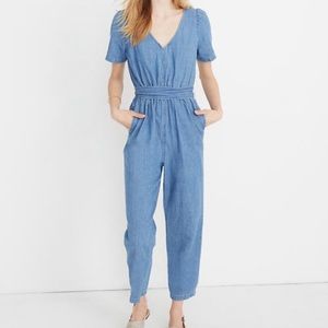 Madewell denim jean tapered jumpsuit romper size 0